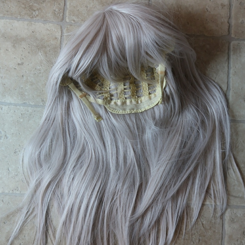 Silver/Gray/Purple Wig with Bangs